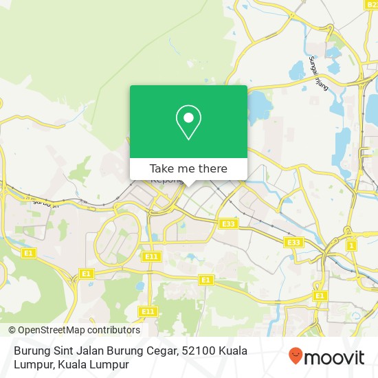 Peta Burung Sint Jalan Burung Cegar, 52100 Kuala Lumpur