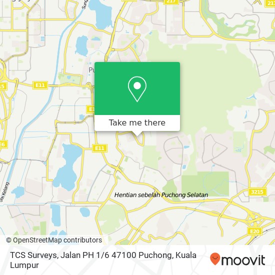 Peta TCS Surveys, Jalan PH 1 / 6 47100 Puchong
