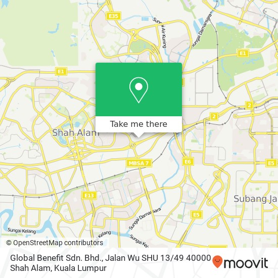 Global Benefit Sdn. Bhd., Jalan Wu SHU 13 / 49 40000 Shah Alam map