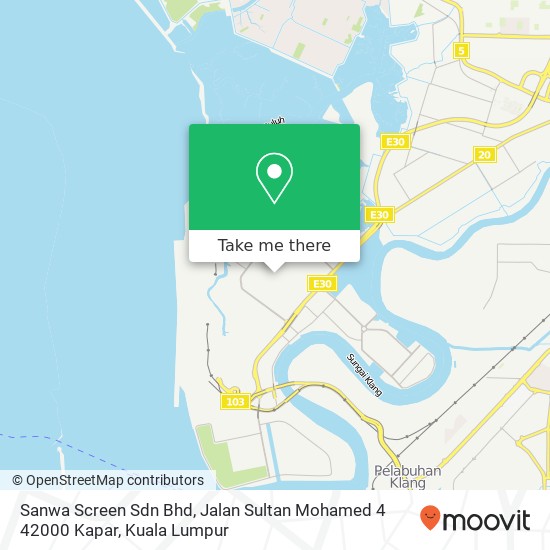 Peta Sanwa Screen Sdn Bhd, Jalan Sultan Mohamed 4 42000 Kapar