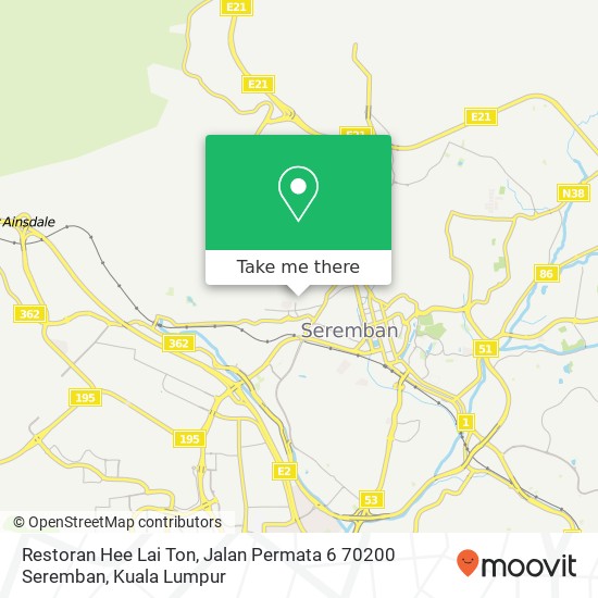 Restoran Hee Lai Ton, Jalan Permata 6 70200 Seremban map