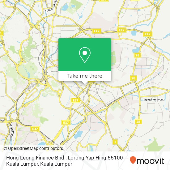 Hong Leong Finance Bhd., Lorong Yap Hing 55100 Kuala Lumpur map