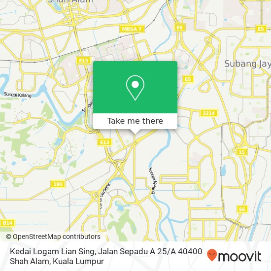 Kedai Logam Lian Sing, Jalan Sepadu A 25 / A 40400 Shah Alam map