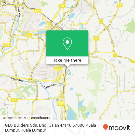 Peta GLO Builders Sdn. Bhd., Jalan 4 / 146 57000 Kuala Lumpur