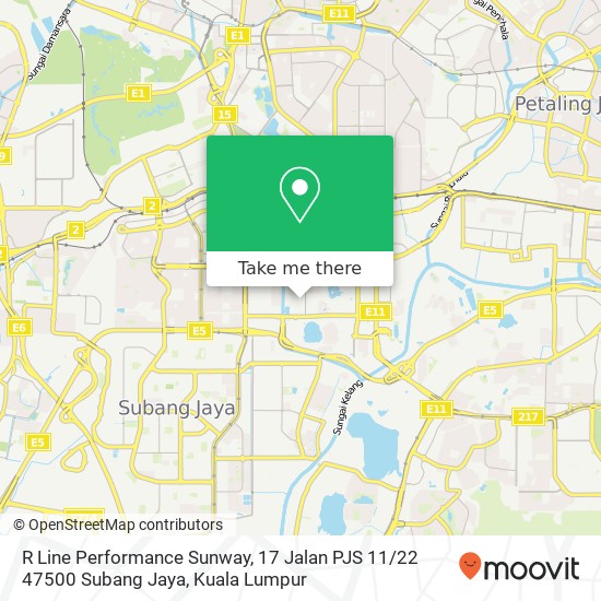 Peta R Line Performance Sunway, 17 Jalan PJS 11 / 22 47500 Subang Jaya