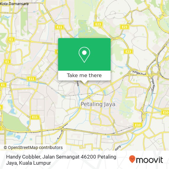 Handy Cobbler, Jalan Semangat 46200 Petaling Jaya map