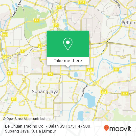 Ee Chuan Trading Co, 7 Jalan SS 13 / 3F 47500 Subang Jaya map