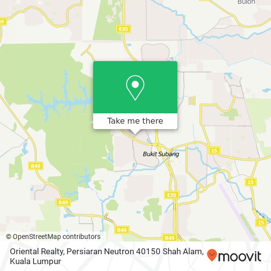 Oriental Realty, Persiaran Neutron 40150 Shah Alam map