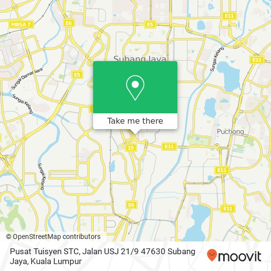 Peta Pusat Tuisyen STC, Jalan USJ 21 / 9 47630 Subang Jaya