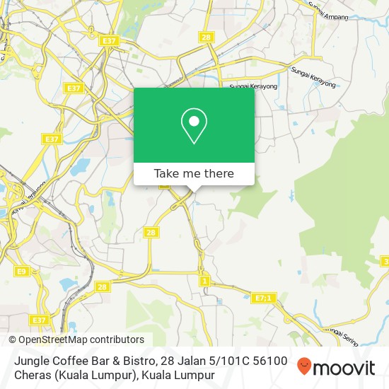 Peta Jungle Coffee Bar & Bistro, 28 Jalan 5 / 101C 56100 Cheras (Kuala Lumpur)