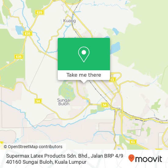 Peta Supermax Latex Products Sdn. Bhd., Jalan BRP 4 / 9 40160 Sungai Buloh