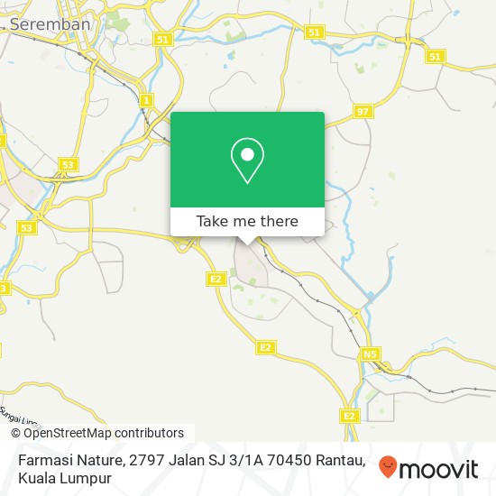 Peta Farmasi Nature, 2797 Jalan SJ 3 / 1A 70450 Rantau