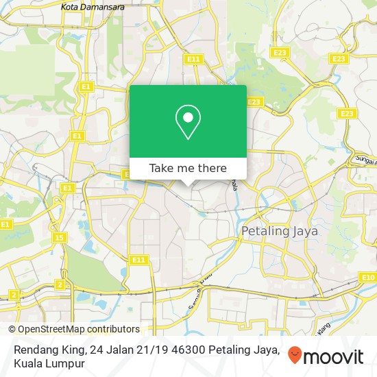 Peta Rendang King, 24 Jalan 21 / 19 46300 Petaling Jaya