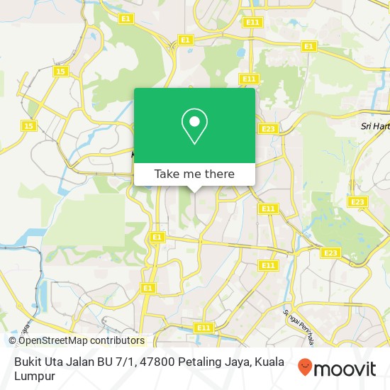 Peta Bukit Uta Jalan BU 7 / 1, 47800 Petaling Jaya
