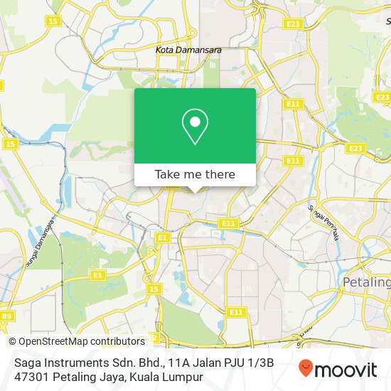 Saga Instruments Sdn. Bhd., 11A Jalan PJU 1 / 3B 47301 Petaling Jaya map