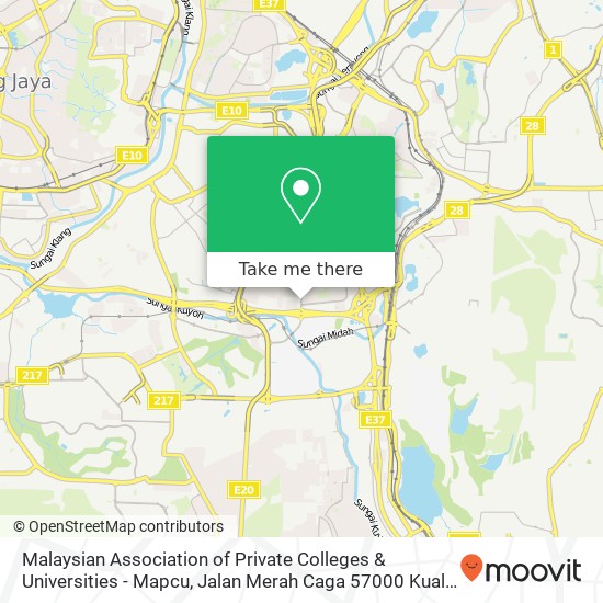 Malaysian Association of Private Colleges & Universities - Mapcu, Jalan Merah Caga 57000 Kuala Lumpur map