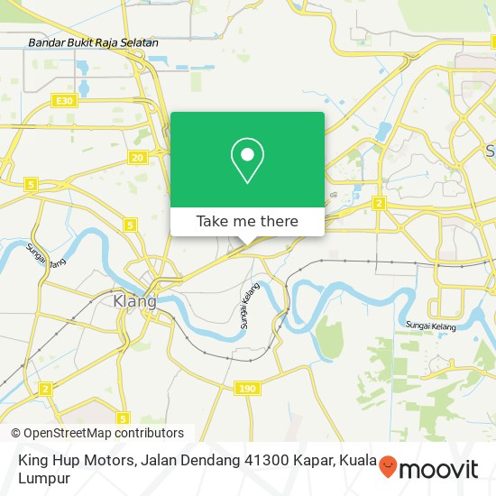 Peta King Hup Motors, Jalan Dendang 41300 Kapar