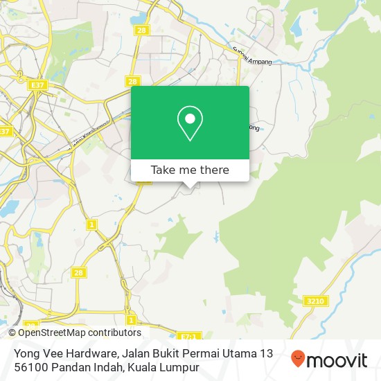 Peta Yong Vee Hardware, Jalan Bukit Permai Utama 13 56100 Pandan Indah