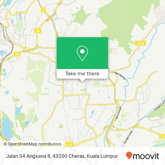 Peta Jalan 34 Angsana 8, 43200 Cheras