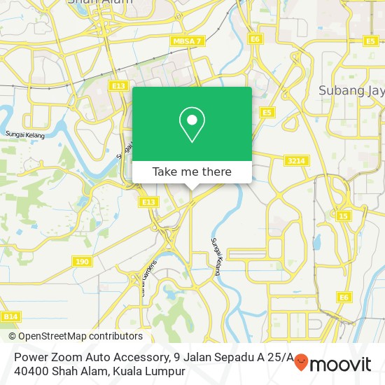 Peta Power Zoom Auto Accessory, 9 Jalan Sepadu A 25 / A 40400 Shah Alam
