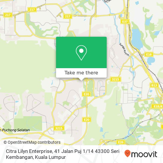 Peta Citra Lilyn Enterprise, 41 Jalan Puj 1 / 14 43300 Seri Kembangan