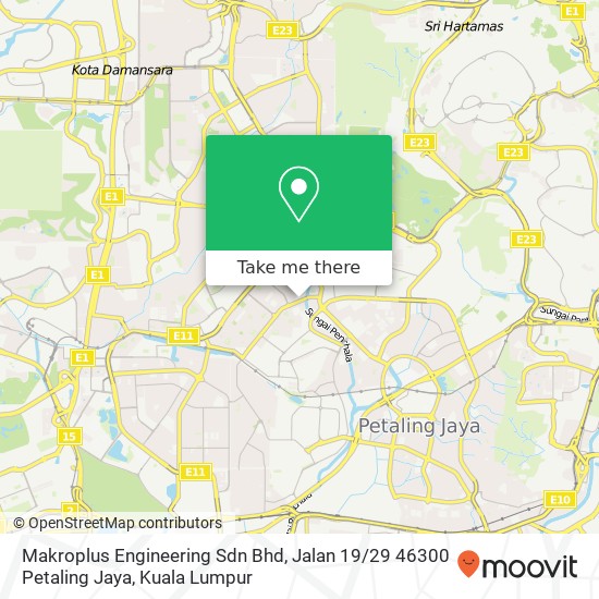 Peta Makroplus Engineering Sdn Bhd, Jalan 19 / 29 46300 Petaling Jaya