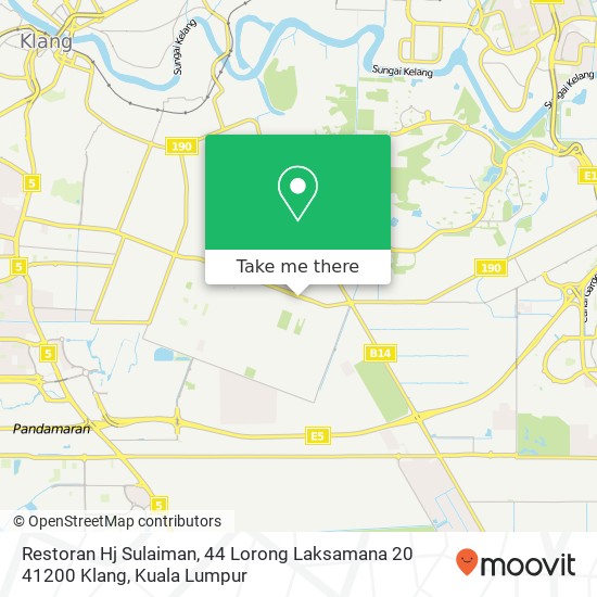 Peta Restoran Hj Sulaiman, 44 Lorong Laksamana 20 41200 Klang