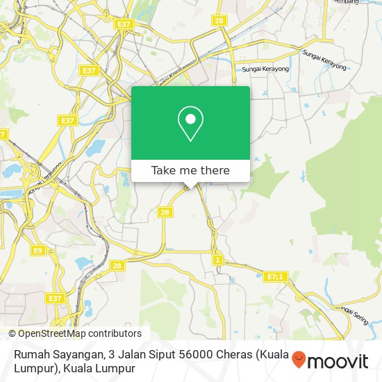 Peta Rumah Sayangan, 3 Jalan Siput 56000 Cheras (Kuala Lumpur)