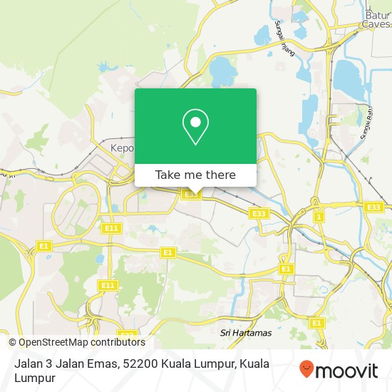 Peta Jalan 3 Jalan Emas, 52200 Kuala Lumpur