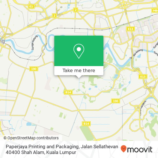 Peta Paperjaya Printing and Packaging, Jalan Sellathevan 40400 Shah Alam