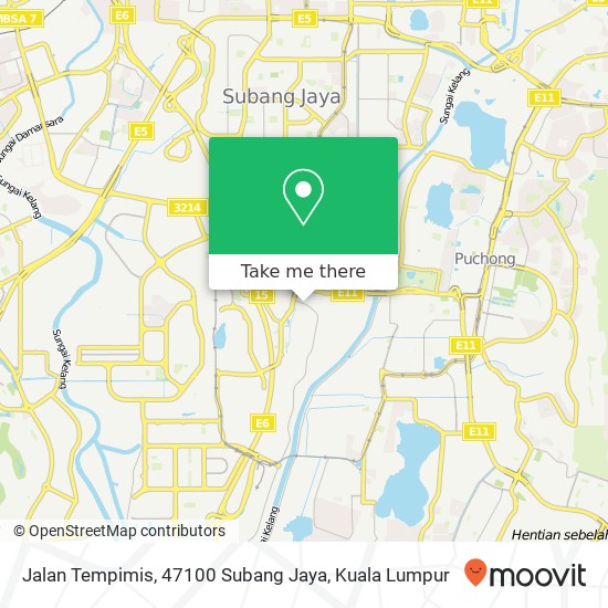Peta Jalan Tempimis, 47100 Subang Jaya