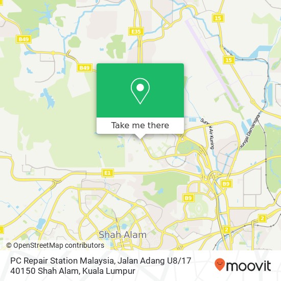 Peta PC Repair Station Malaysia, Jalan Adang U8 / 17 40150 Shah Alam