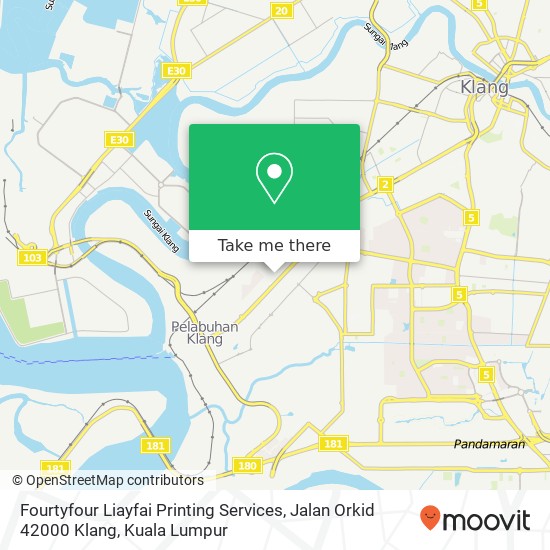 Peta Fourtyfour Liayfai Printing Services, Jalan Orkid 42000 Klang