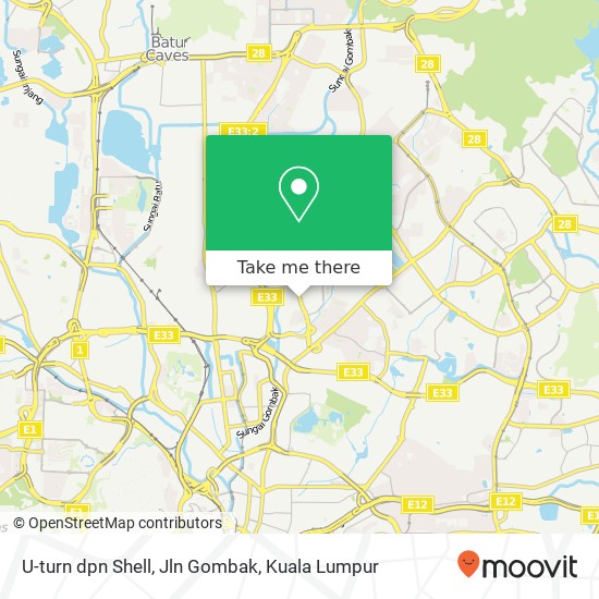 U-turn dpn Shell, Jln Gombak map