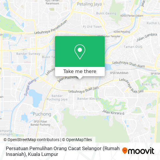 Peta Persatuan Pemulihan Orang Cacat Selangor (Rumah Insaniah)
