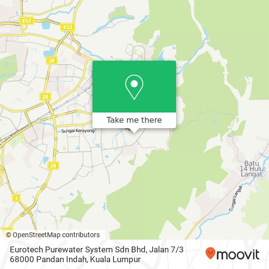 Peta Eurotech Purewater System Sdn Bhd, Jalan 7 / 3 68000 Pandan Indah