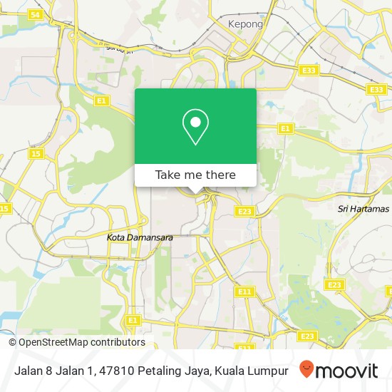 Peta Jalan 8 Jalan 1, 47810 Petaling Jaya