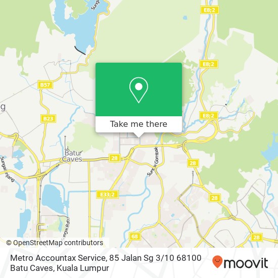 Peta Metro Accountax Service, 85 Jalan Sg 3 / 10 68100 Batu Caves