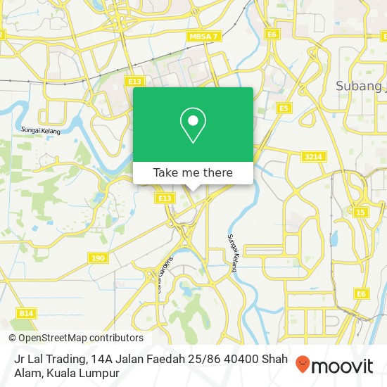 Jr Lal Trading, 14A Jalan Faedah 25 / 86 40400 Shah Alam map