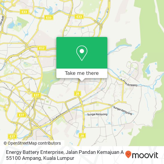 Peta Energy Battery Enterprise, Jalan Pandan Kemajuan A 55100 Ampang