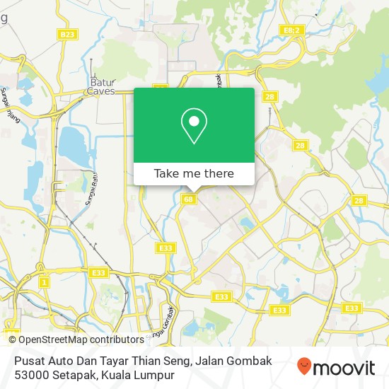Peta Pusat Auto Dan Tayar Thian Seng, Jalan Gombak 53000 Setapak
