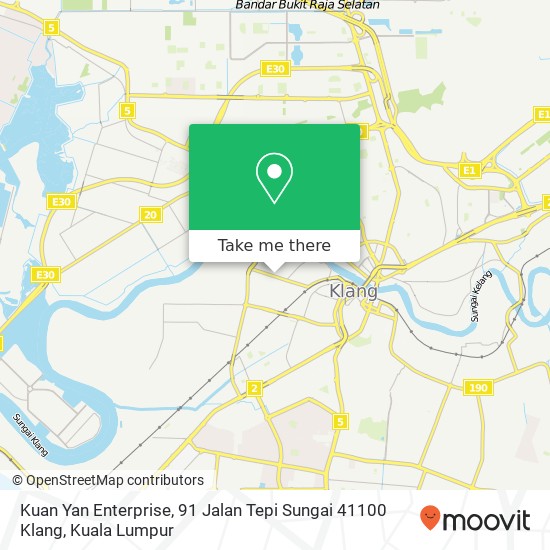 Peta Kuan Yan Enterprise, 91 Jalan Tepi Sungai 41100 Klang