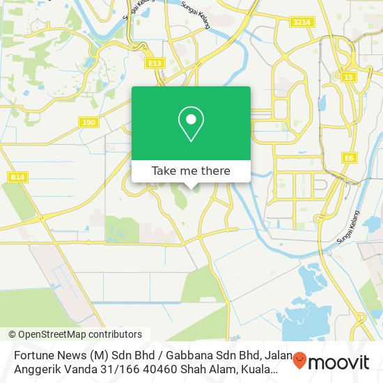 Peta Fortune News (M) Sdn Bhd / Gabbana Sdn Bhd, Jalan Anggerik Vanda 31 / 166 40460 Shah Alam