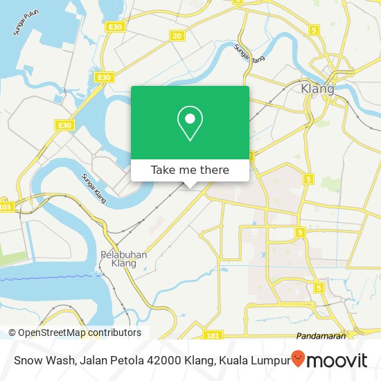 Peta Snow Wash, Jalan Petola 42000 Klang