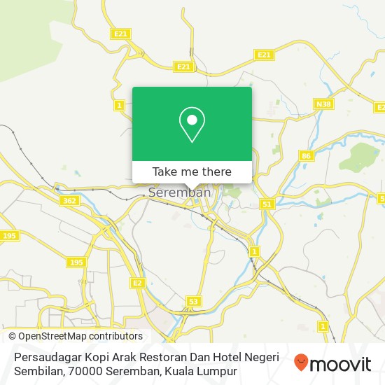 Persaudagar Kopi Arak Restoran Dan Hotel Negeri Sembilan, 70000 Seremban map