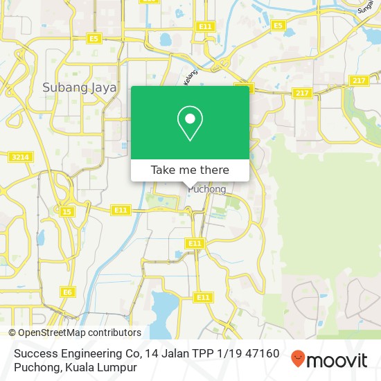 Success Engineering Co, 14 Jalan TPP 1 / 19 47160 Puchong map