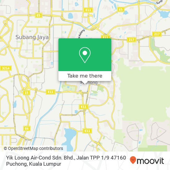 Peta Yik Loong Air-Cond Sdn. Bhd., Jalan TPP 1 / 9 47160 Puchong