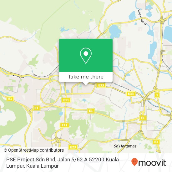 PSE Project Sdn Bhd, Jalan 5 / 62 A 52200 Kuala Lumpur map