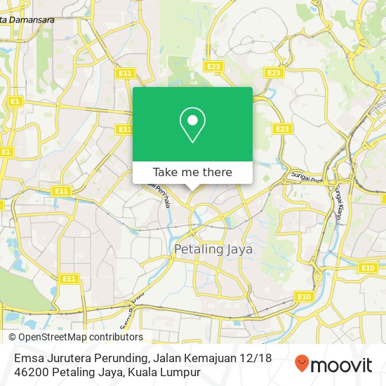 Peta Emsa Jurutera Perunding, Jalan Kemajuan 12 / 18 46200 Petaling Jaya