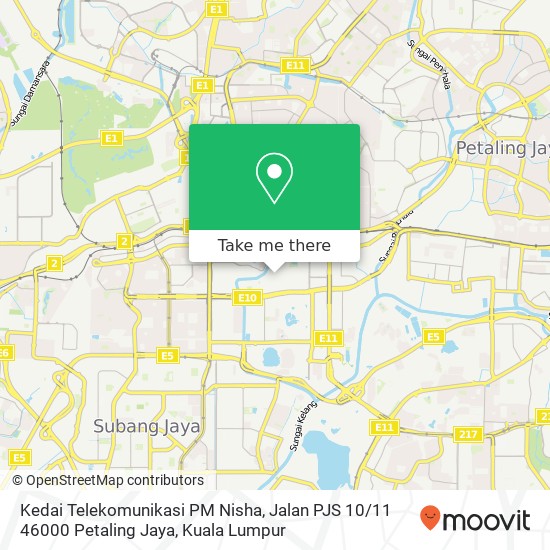 Kedai Telekomunikasi PM Nisha, Jalan PJS 10 / 11 46000 Petaling Jaya map